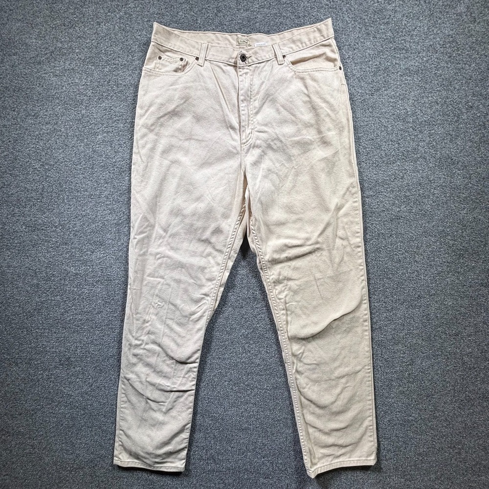 L.L. Bean Straight Jeans Women's 18T White Cotton Denim High Rise 5-Pockets